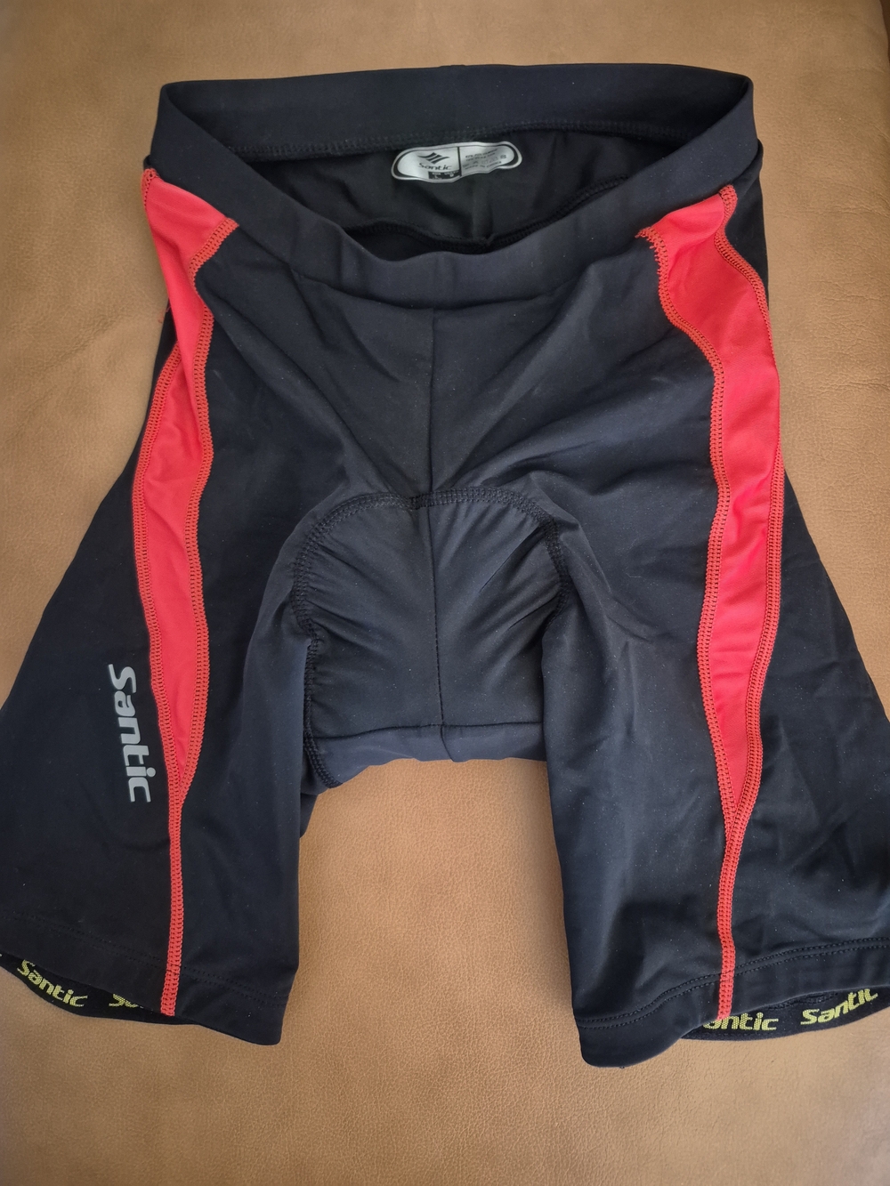 Santic 9" Cycling Shorts Women M Medium Black Red Nylon Spandex Power-dry